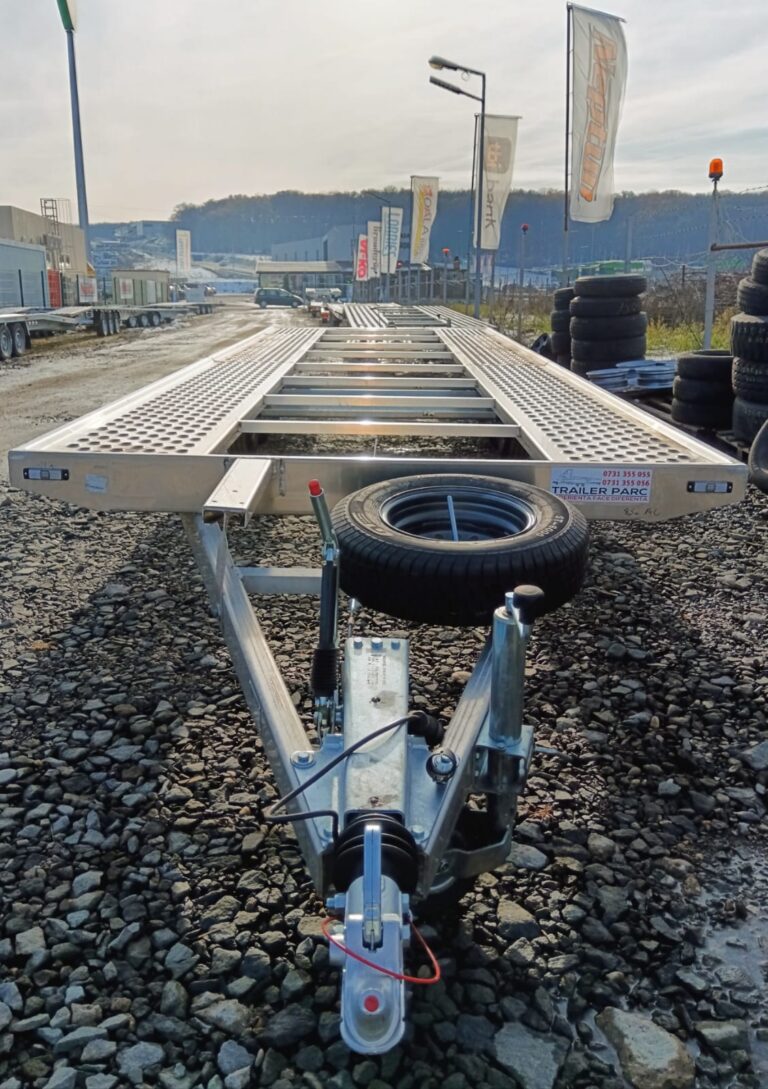 Trailer Parc - Intre 3000 kg - 3500 kg - Trailer PLATFORMA transport auto dublu 2 masini Taurus 8,5 m, 3,5 tone, 3 axe R14, ALUMINIU