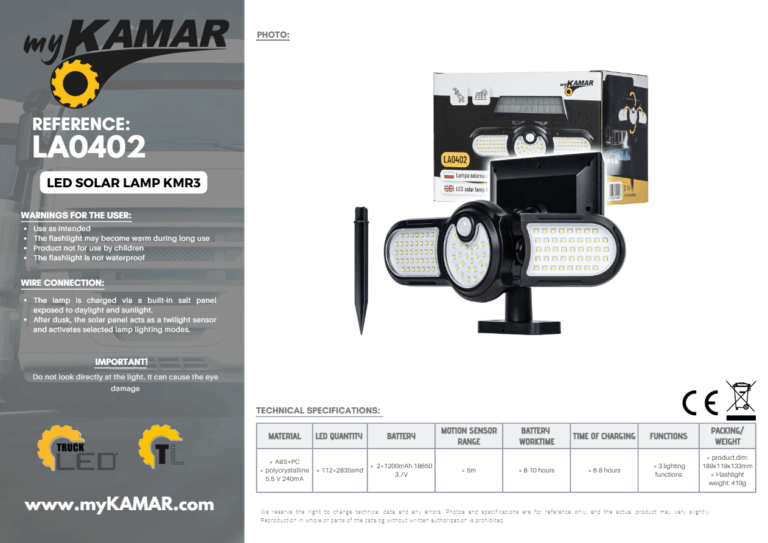 Trailer Parc - Lămpi, stopuri - Lampa solara cu tarus LA0402