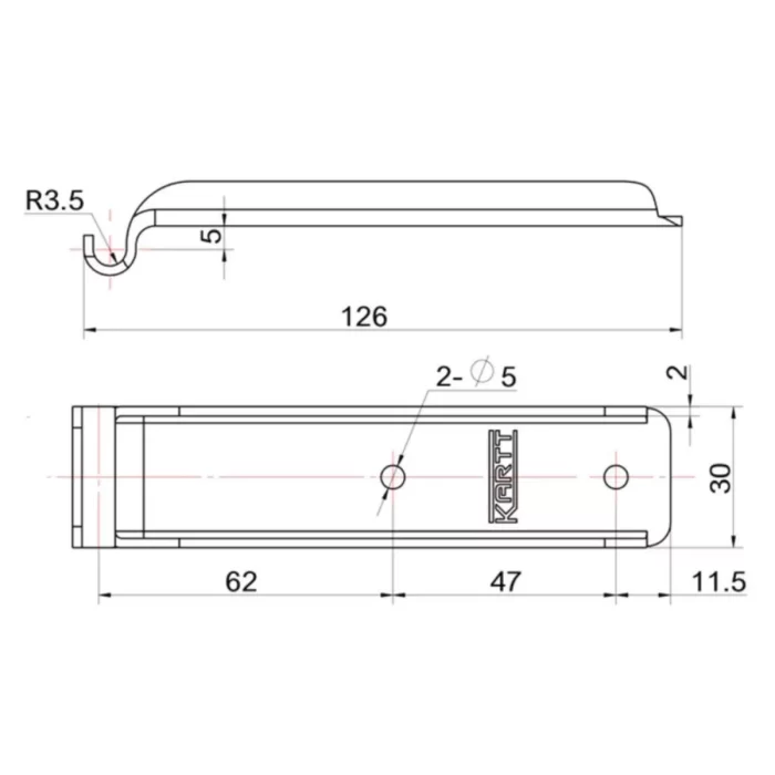 Trailer Parc - Componente Șasiu - Suport prindere inchizatoare oblon standard KARTT 30 x 126 x 20 mm tip Z-01/BVG 10-A
