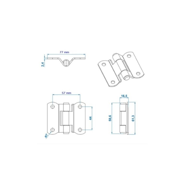 Trailer Parc - Închizători și Agățători - Balama laterală 77x61mm ZN