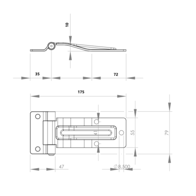 Trailer Parc - Închizători și Agățători - Balama L 140 mm oțel inoxidabil lustruit