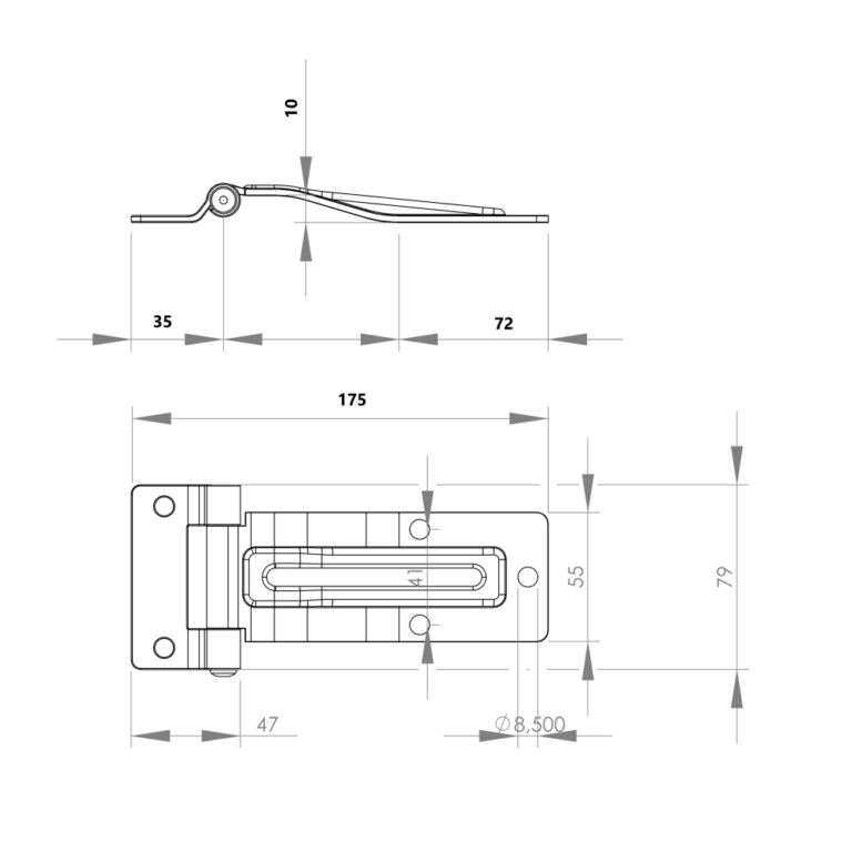 Trailer Parc - Închizători și Agățători - Balama L 140 mm oțel inoxidabil lustruit