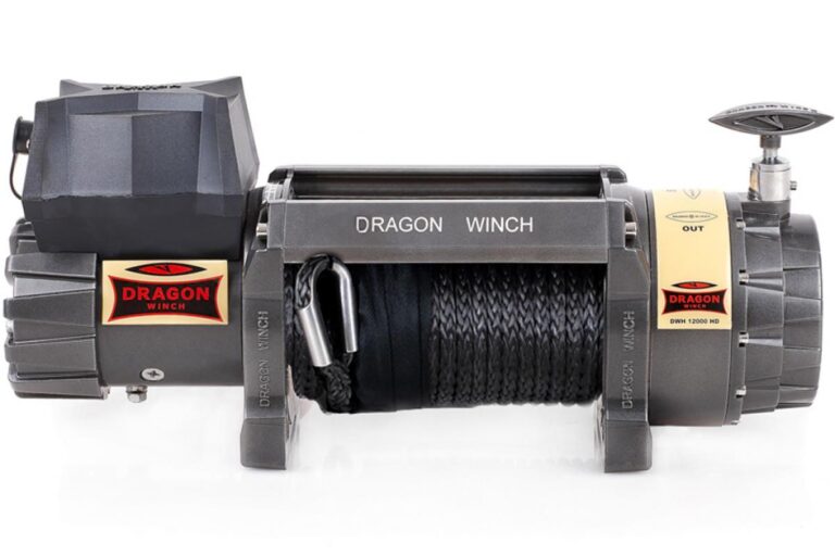Troliu Dragon Winch Highlander 12000 HD 12V cu cablu sintetic
