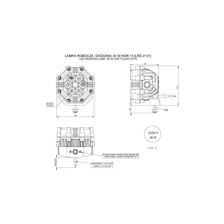 Lampă de lucru Horpol „LRD 2137” 6xLED /32W/3000LM 12/24V lumină difuză