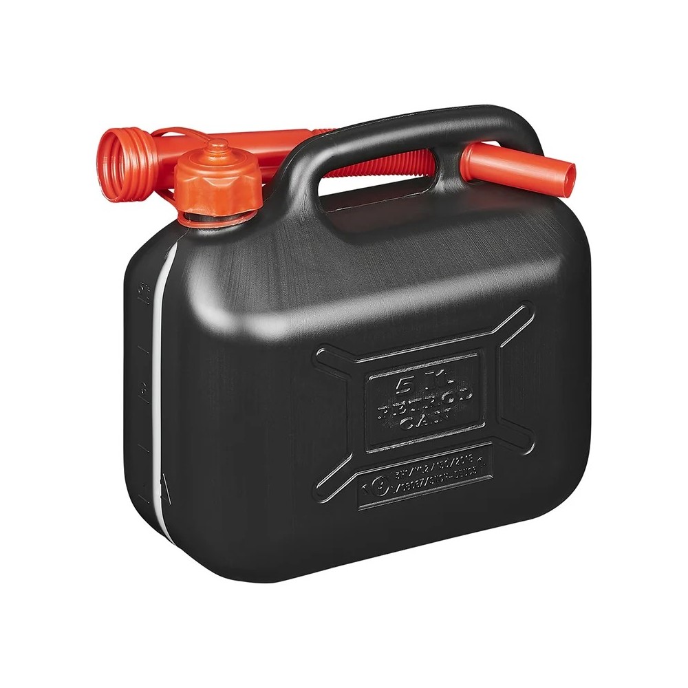 Cană de combustibil din plastic negru de 5 litri Cană de combustibil din plastic negru de 5 litri