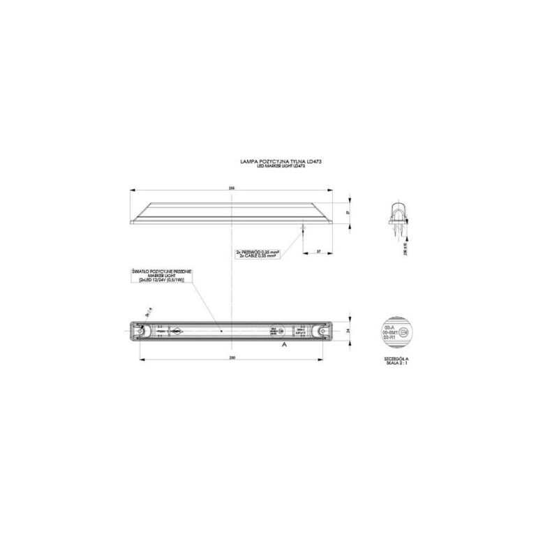 SEMNAL DE POZIȚIE LUNG H49 LED 12/24V ROȘU