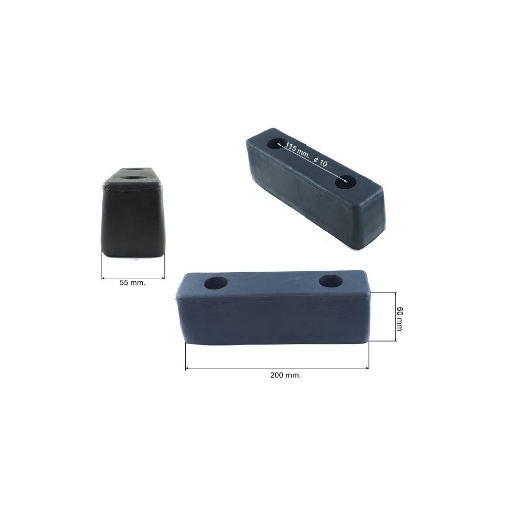 Bară de protecție dreptunghiulară din cauciuc 200x55x60 mm Bară de protecție dreptunghiulară din cauciuc 200x55x60 mm