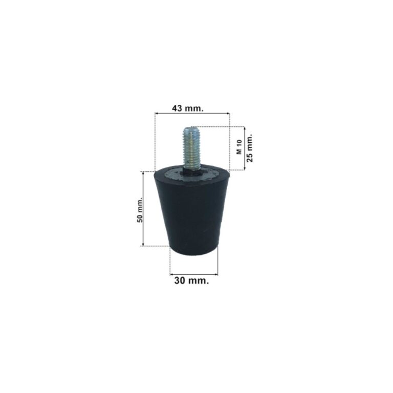 Bară de protecție conică din cauciuc FI 43x30x50 M10x25