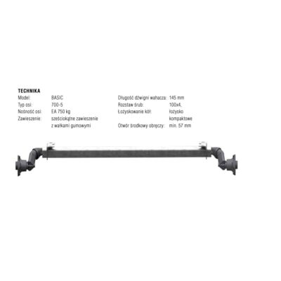 AX FĂRĂ FRÂNĂ PENTRU REMORCA AL-KO NH 750 kg A1300 4x100 OPTIMA
