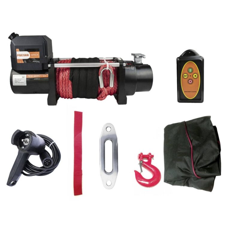 Troliu electric Presko Winch 5.5 T 12 V Coardă sintetică