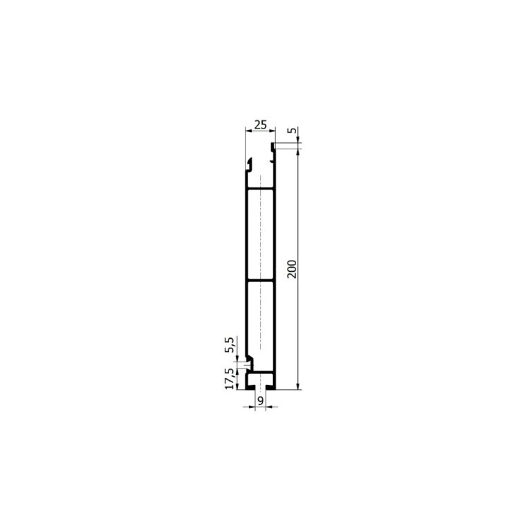 Profil lateral inferior 200mm ANODA PPS L-2600mm pentru etanșare