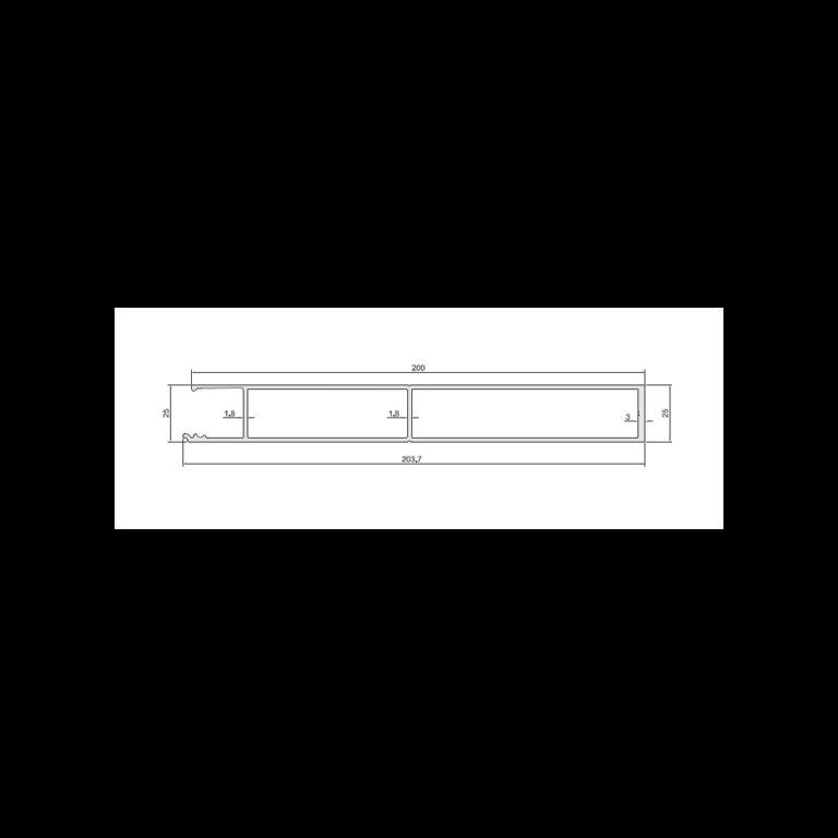Profil lateral superior 200mm ALU ANODA L-6900mm