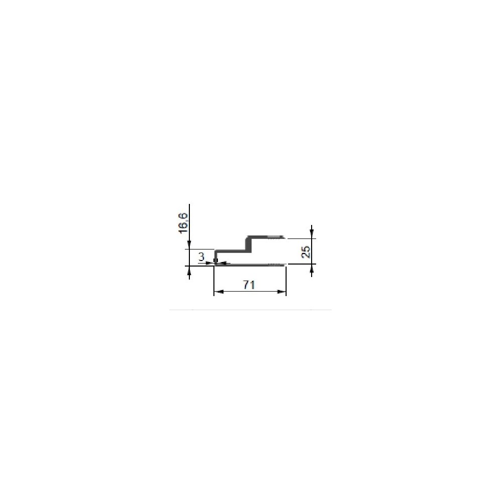 PROFIL UȘĂ 25 mm L-2330 mm ALUMINIU PROFIL UȘĂ 25 mm L-2330 mm ALUMINIU