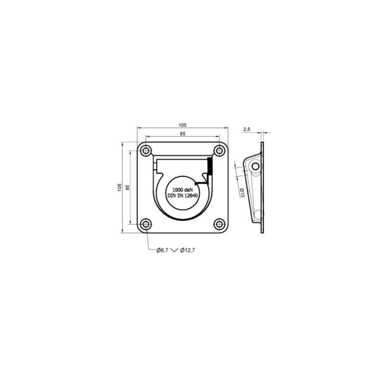 Suport de fixare a încărcăturii cu arc 1000 kg 105x105 ZN