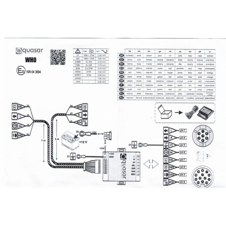 Modul universal pentru bara de remorcare cu cablaj de semnalizare WH0