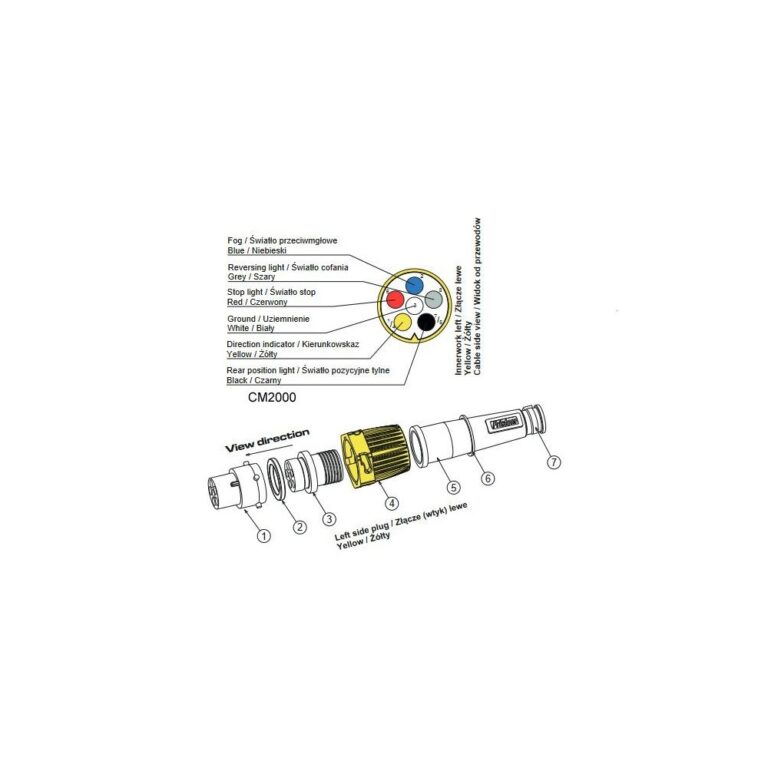 ȘTECH BAIONETĂ CU 6 PINI GALBEN STÂNGA CU CABLU DE 1 M 6x0.75 mm2