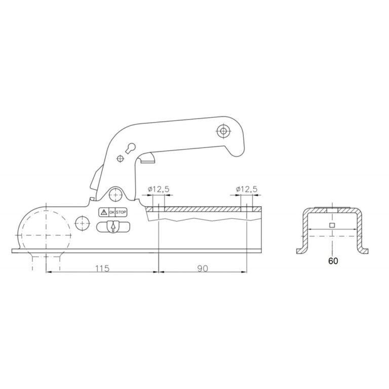 Cap de cuplare cu bilă Winterhoff WW 150-VF 1500 kg pătrat 60