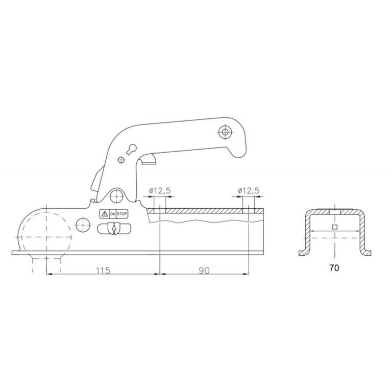 Cap de cuplare cu bilă Winterhoff WW 8-H 800 kg 70x70