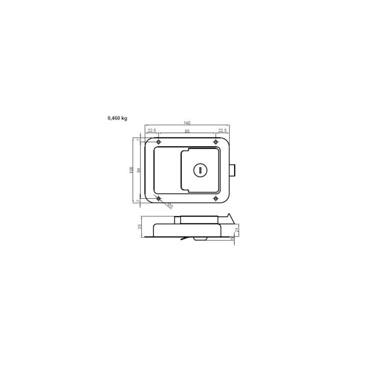 Încuietoare cu încadrare 140x108mm din oțel inoxidabil