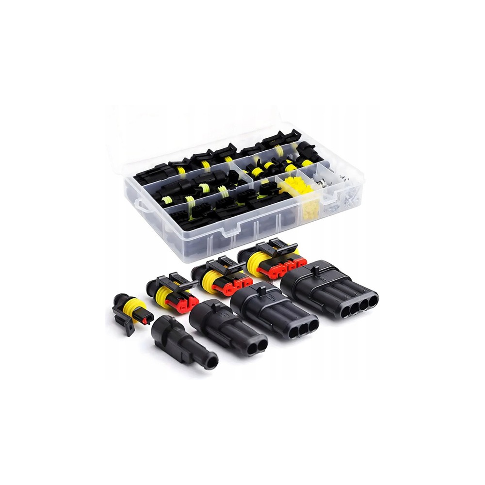 Kit conector AMP SUPER SEAL / 26 seturi mufă + priză cu 1-4 pini Kit conector AMP SUPER SEAL / 26 seturi mufă + priză cu 1-4 pini